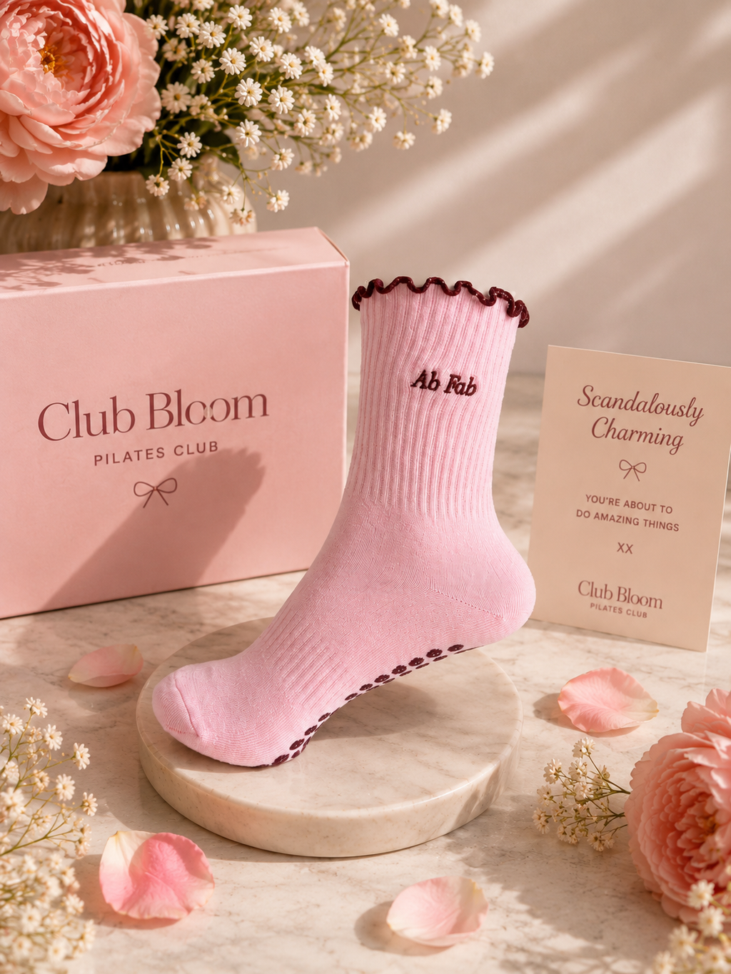 Club Bloom Ab Fab Pilates Socks - Non-Slip Crew